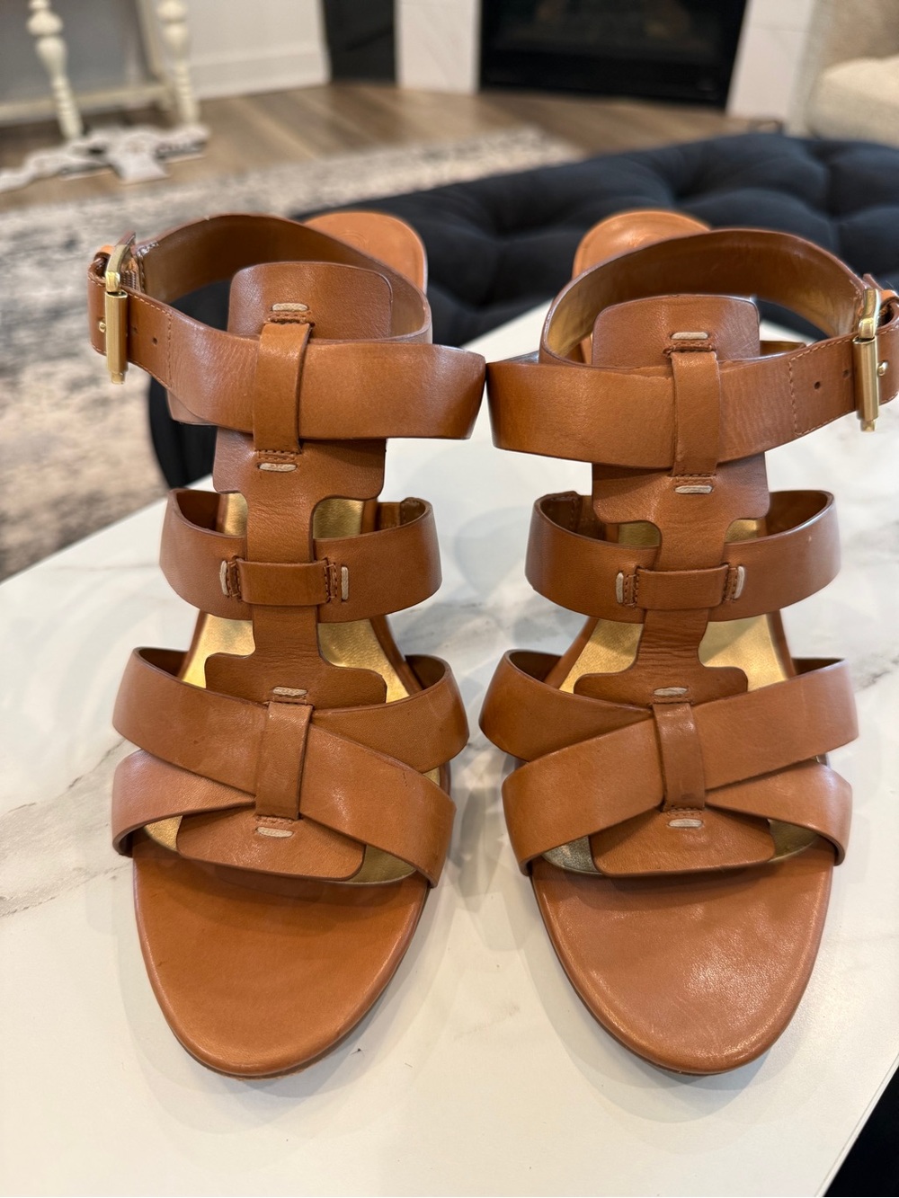 Ivanka Trump : Women’s Strappy Tan Leather Sandals